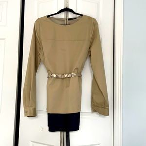 Elia Tahari Belted Blouse